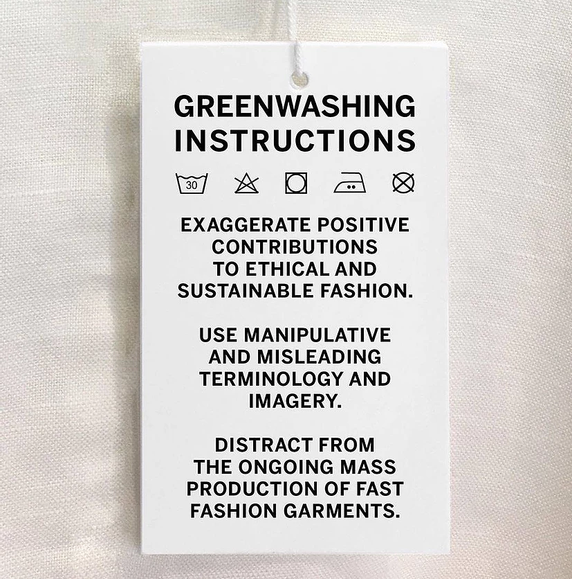Greenwashing Instructions Tag