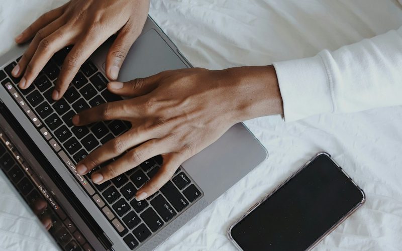 studying laptop hands